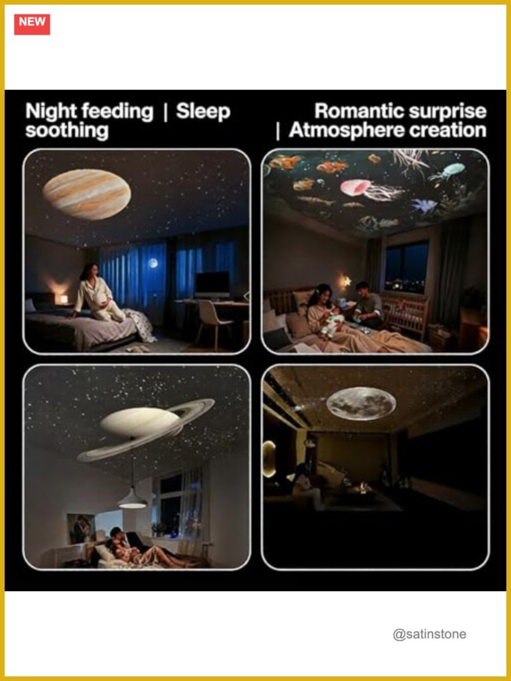 2-in-1 Star Projector & Night Light with 12 Films, Touch Control, USB Powered - Picture 3 of 5